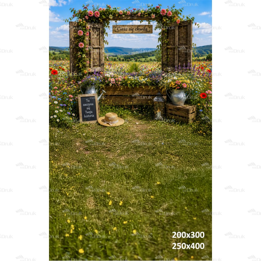 Tło fotograficzne „Rustykalne okno pełne kwiatów” | 4207